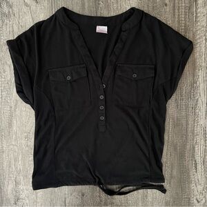 Black Button-Up Top